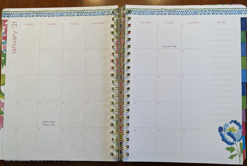 January 2021 blank calendar 